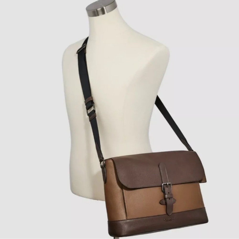 NWT Coach 89894 Hudson Messenger In Colorblock Tobacco Mahagony Leather Bag $598